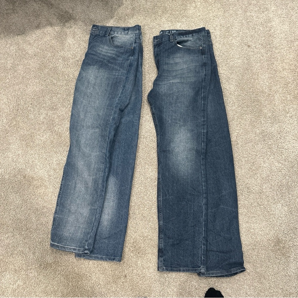 2 Vintage Blue Straight Jeans Classic Style